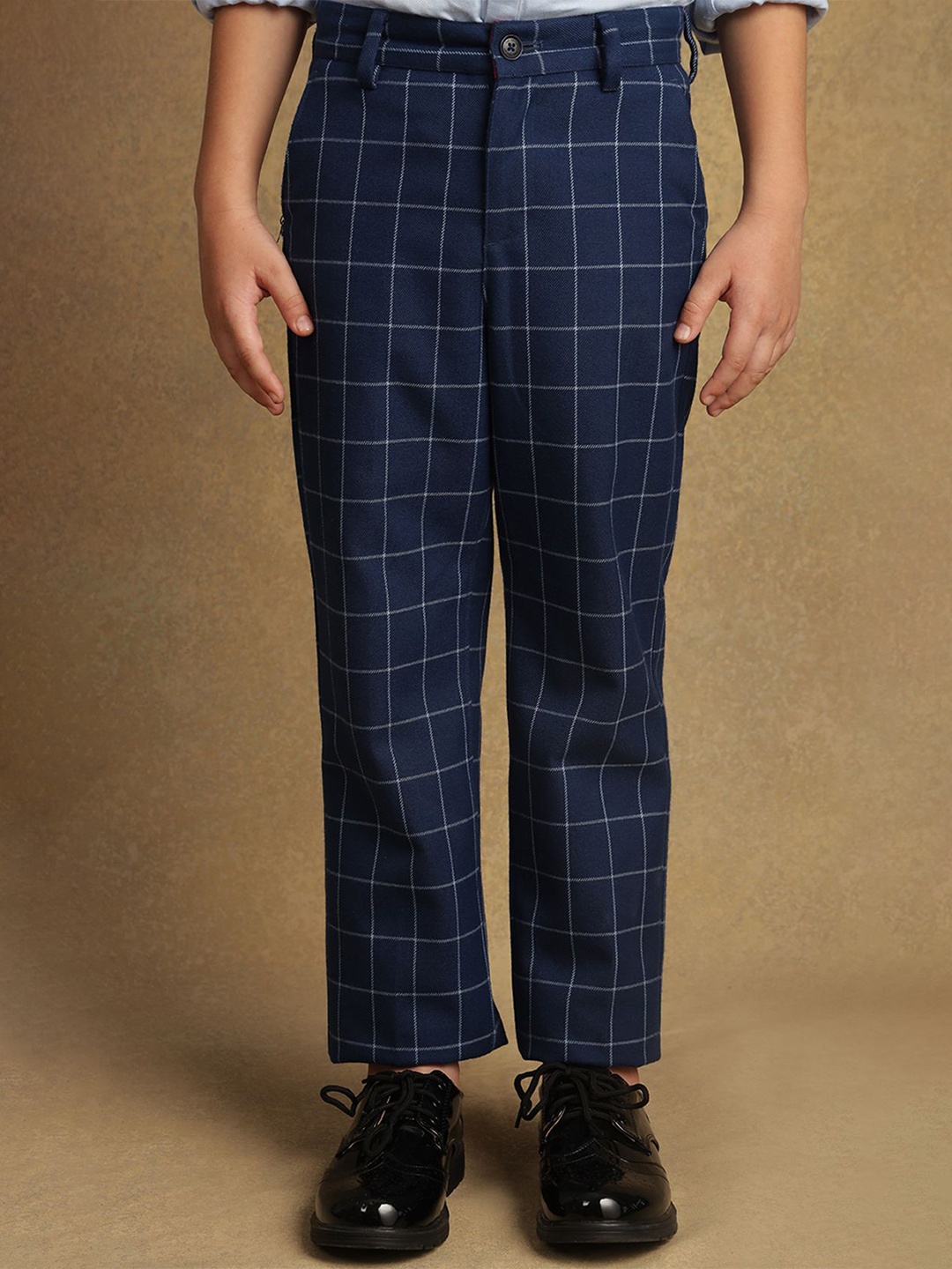 

One Friday Boys Checked Smart Chinos Trousers, Blue