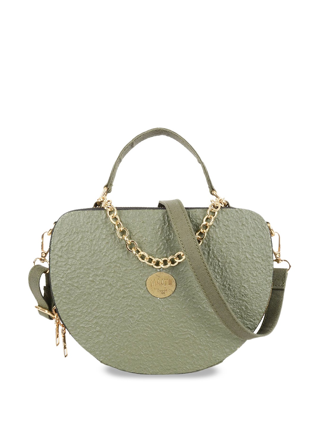 

Maatii By Baggit Women Oversized Structured Sling Bag with Tasselled, Green