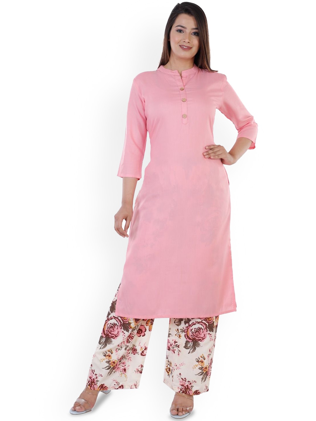 

Subh LAXMI Mandarin Collar A Line Kurta, Peach