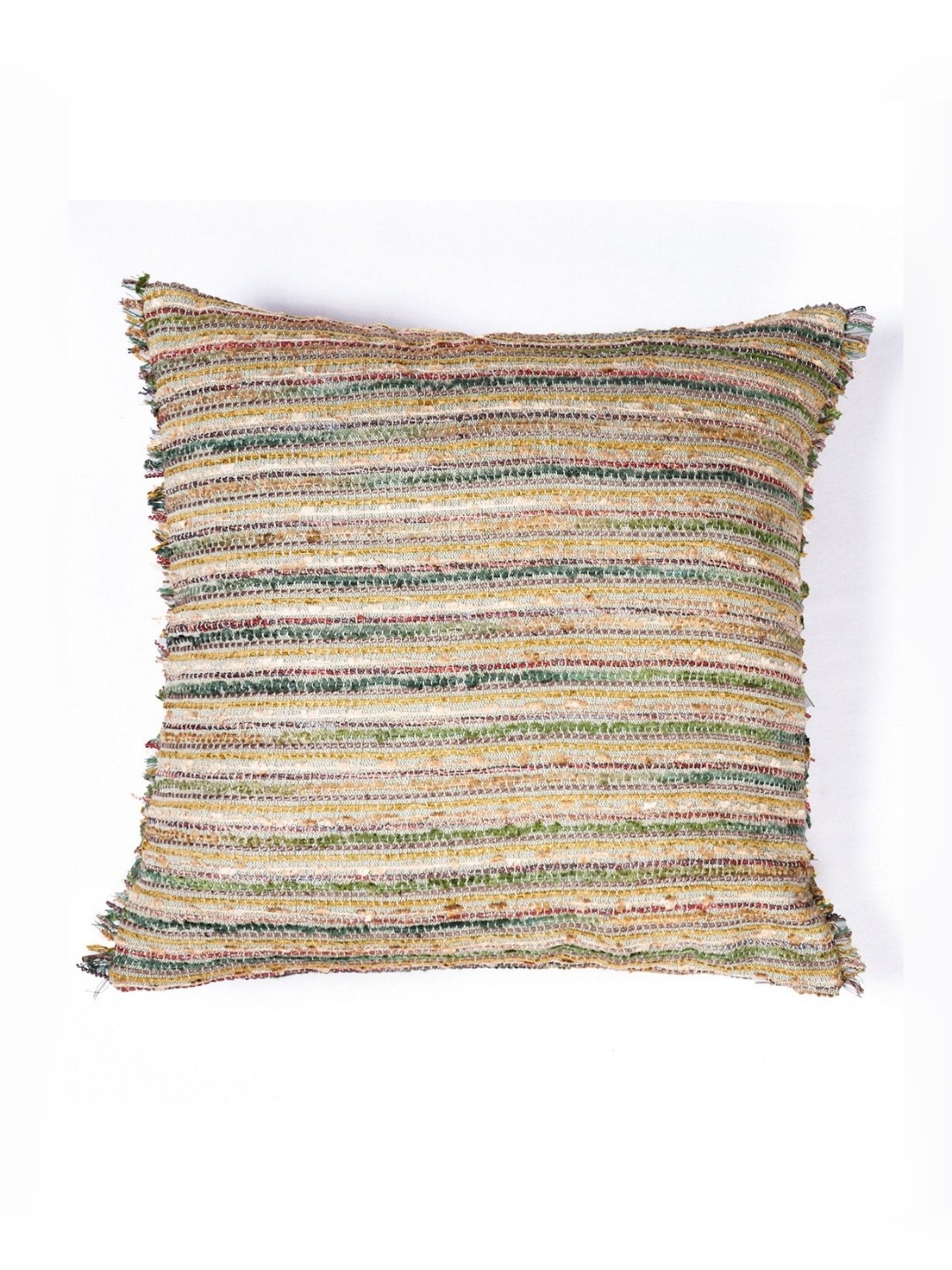 

ONSETHOMES Green & Beige Self Design Textured Square Cushion Covers