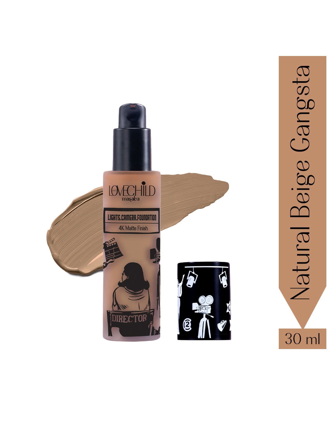 

Lovechild Masaba Lights-Camera 4K Matte Finish Foundation 30 ml - Natural Beige Gangsta, Brown