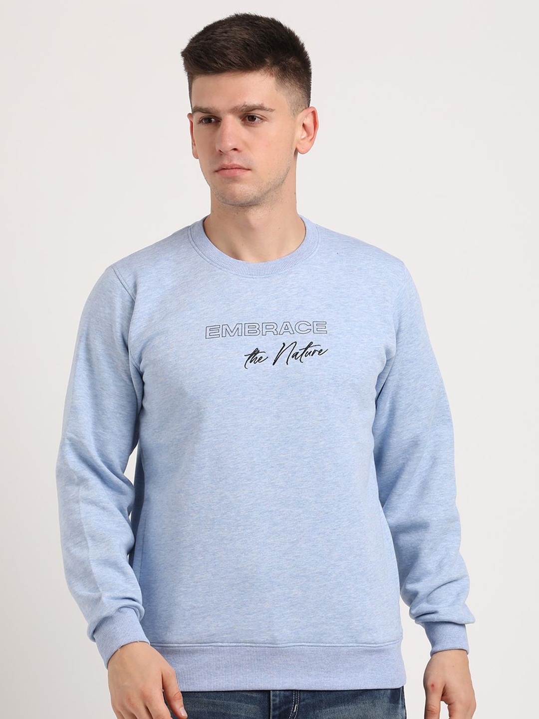 

Turtle Men Typography Printed Round Neck Cotton Pullover Sweatshirt, Purple
