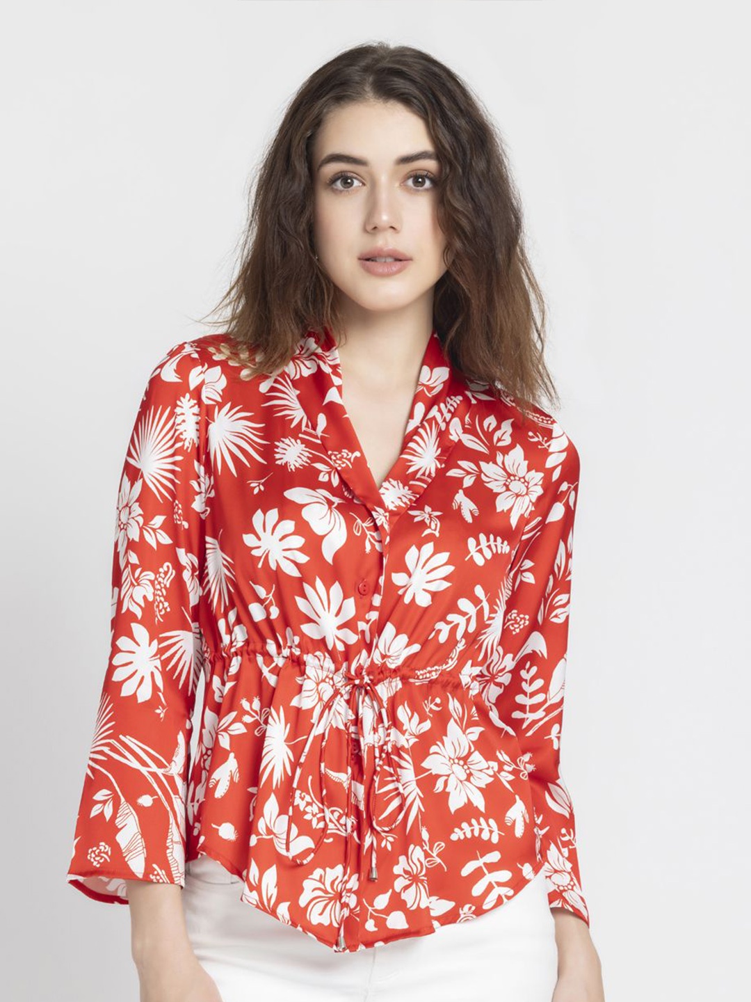 

SHAYE Women Smart Floral Printed Casual Shirt, Red