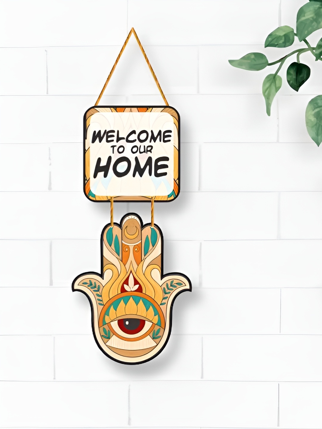 

Nupur Studios White & Yellow Eye Printed Hanging Wall Decor