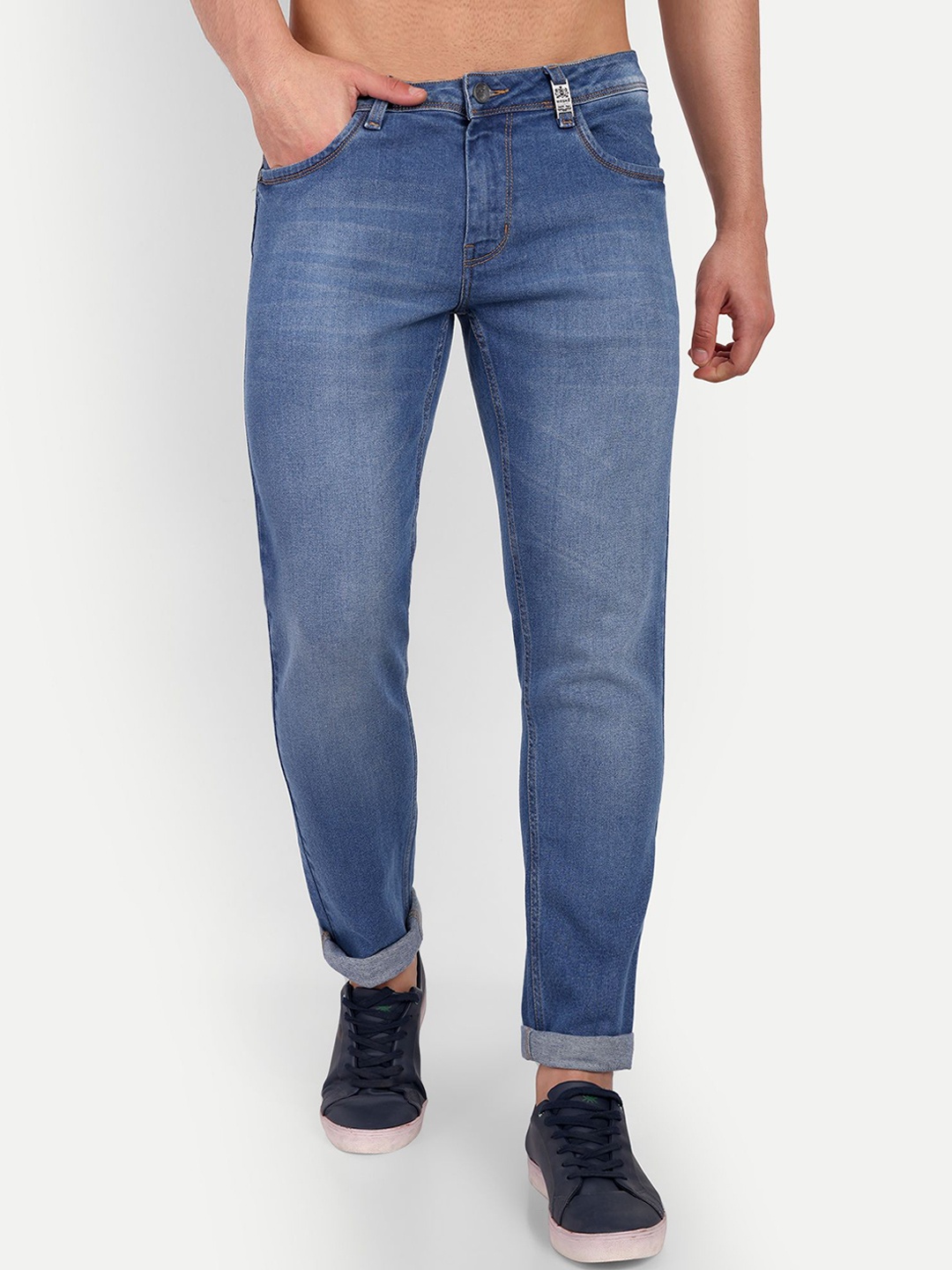 

MEGHZ Men Micheal Slim Fit Light Fade Stretchable Jeans, Blue