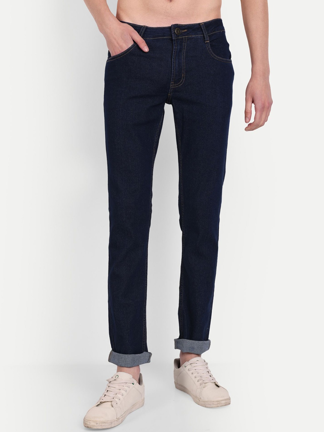 

MEGHZ Men Micheal Slim Fit Stretchable Jeans, Navy blue