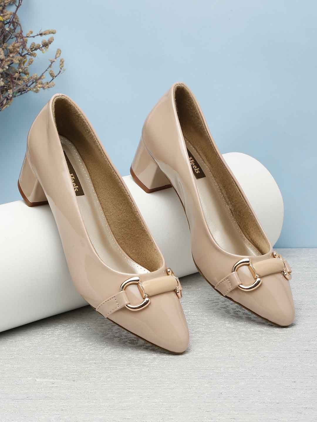 

Flat n Heels Women Block Heel Pumps, Beige