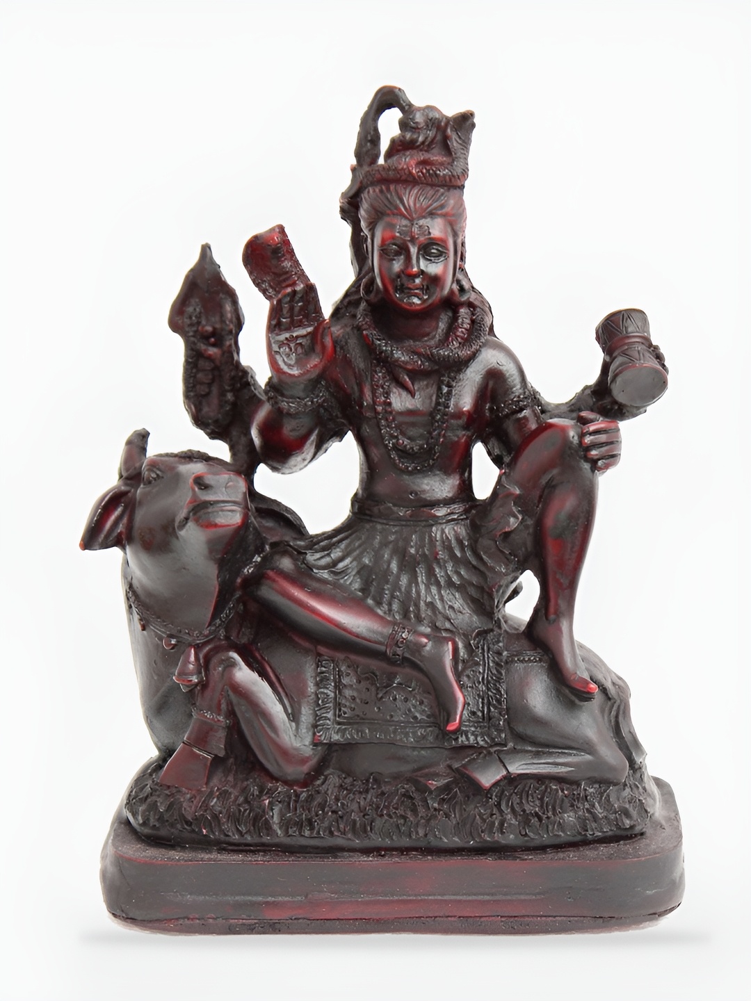 

SHREE KALA HOME DECOR Brown & Red Lord Shiv Religious Figurine Marble Showpiece