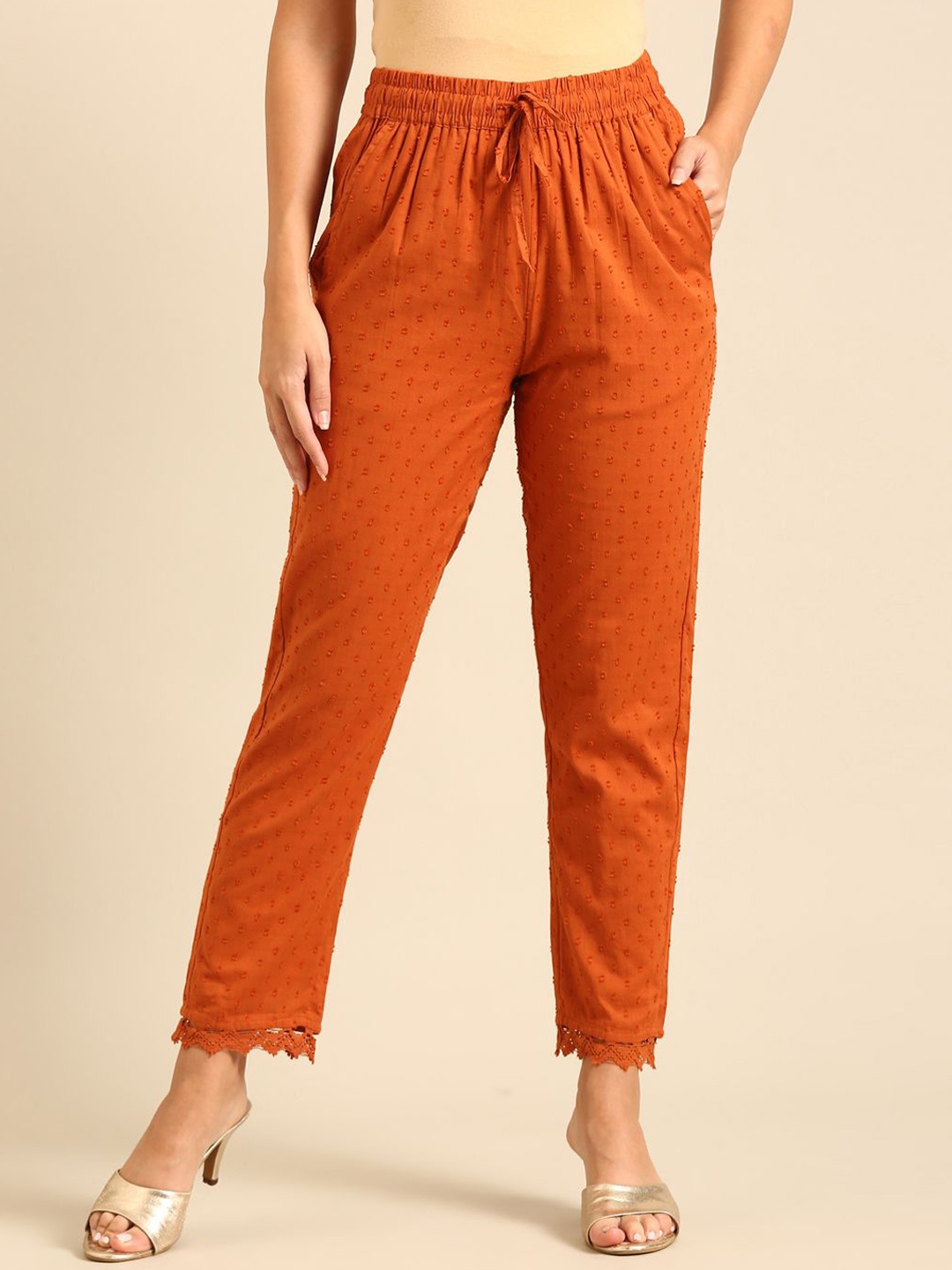 

De Moza Women Trousers, Orange