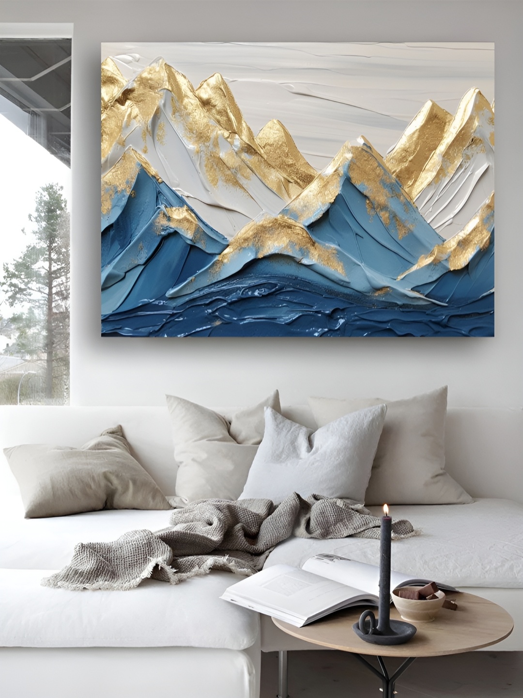 

Artsense White & Blue Unframed Canvas Wall Art