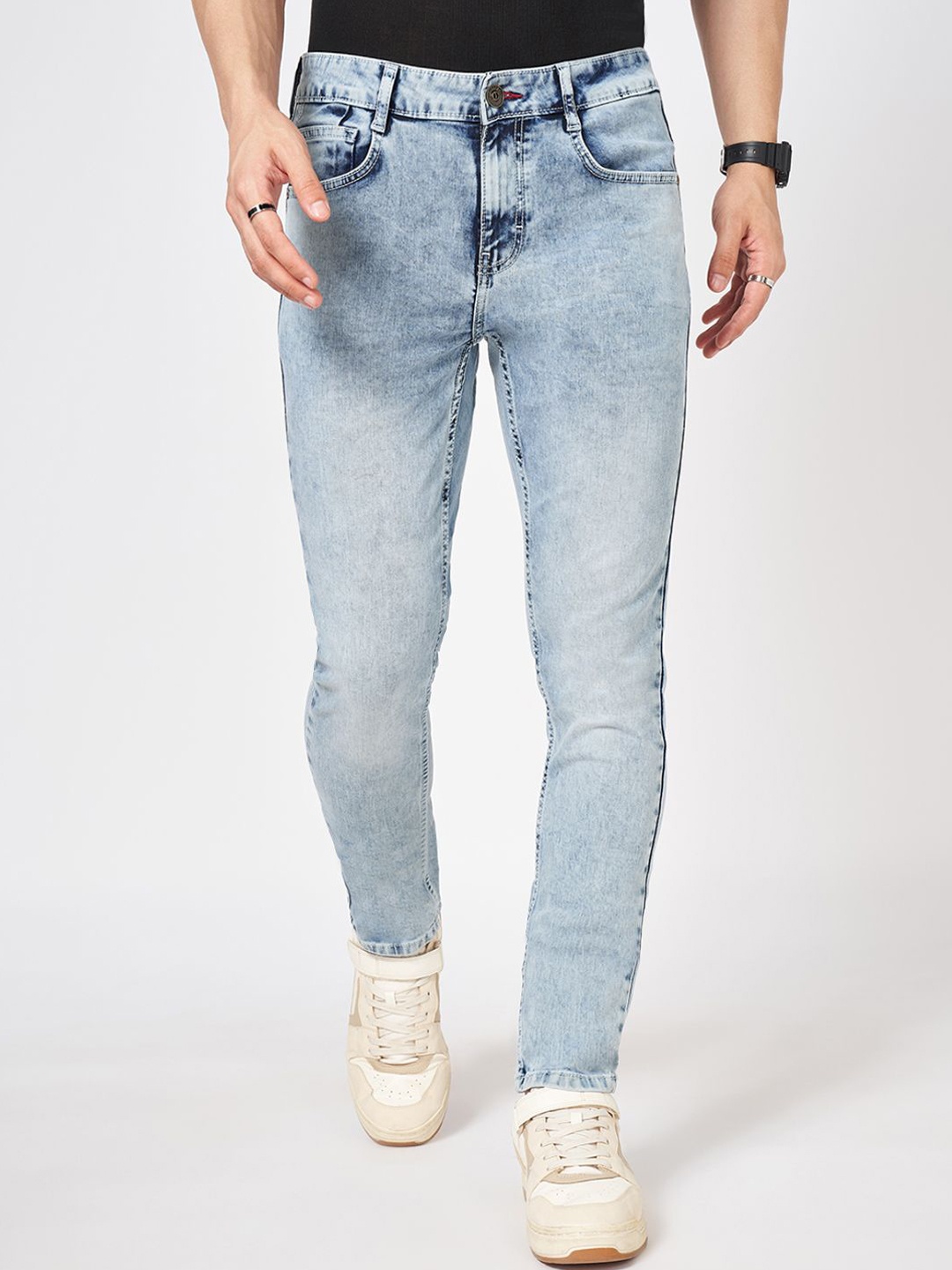 

SF JEANS by Pantaloons Men Skinny Fit Low Distress Heavy Fade Jeans, Blue