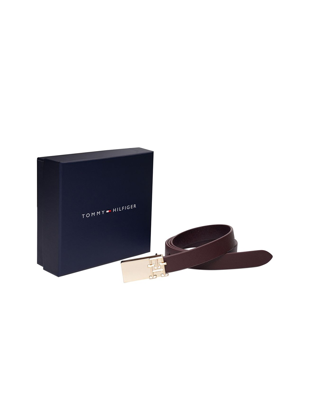 

Tommy Hilfiger Women Textured Leather Formal Belt, Maroon