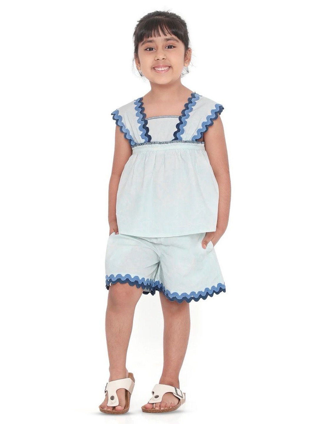 

Miko Lolo Girls Organic Cotton Top with Shorts, Blue