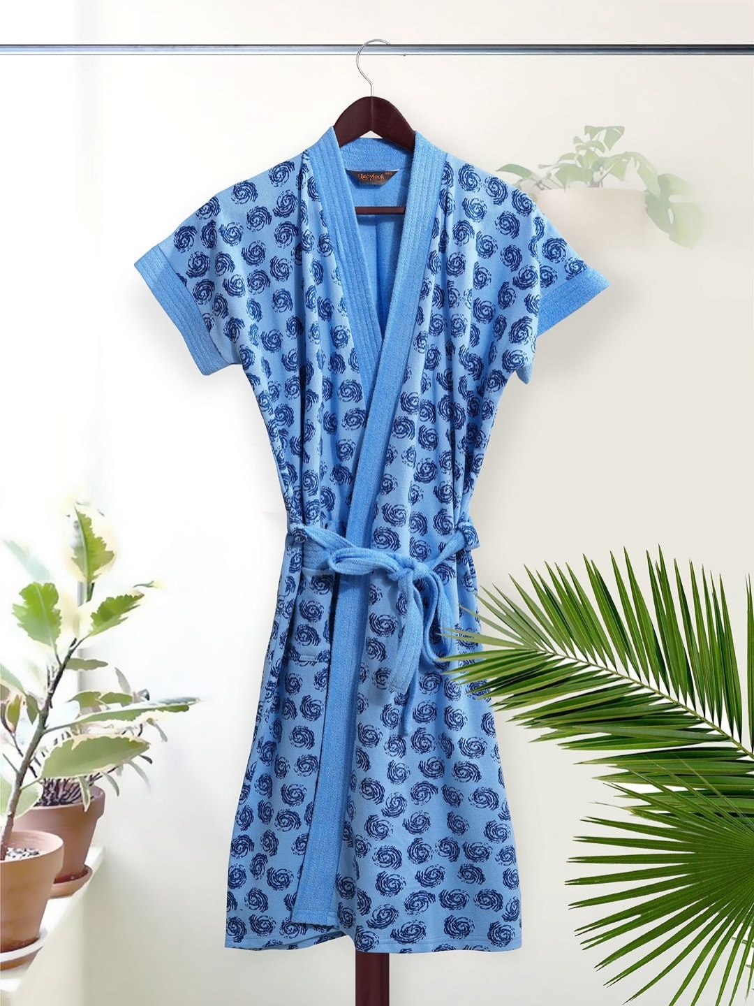 

LacyLook Women Printed Bath Robe, Blue