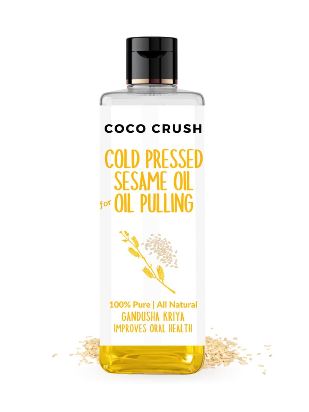 

Coco Crush Cold Pressed Sesame Oil For Oil Pulling-50ml, Transparent