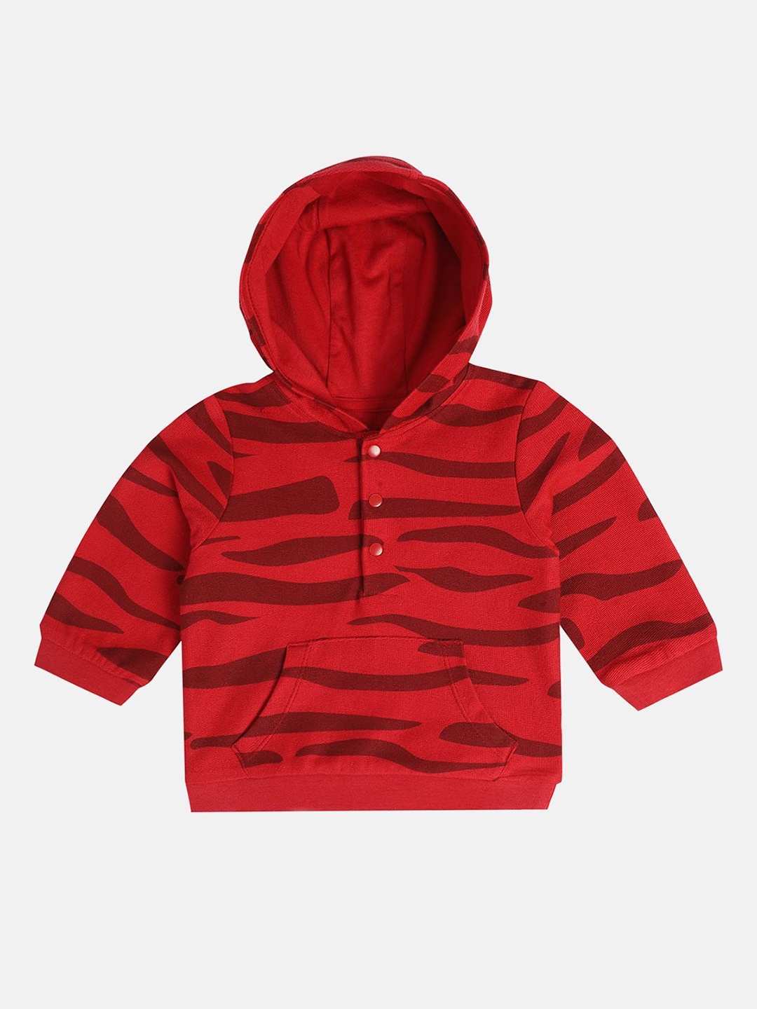 

MINI KLUB Boys Abstract Printed Hood Cotton Pullover Sweatshirt, Red