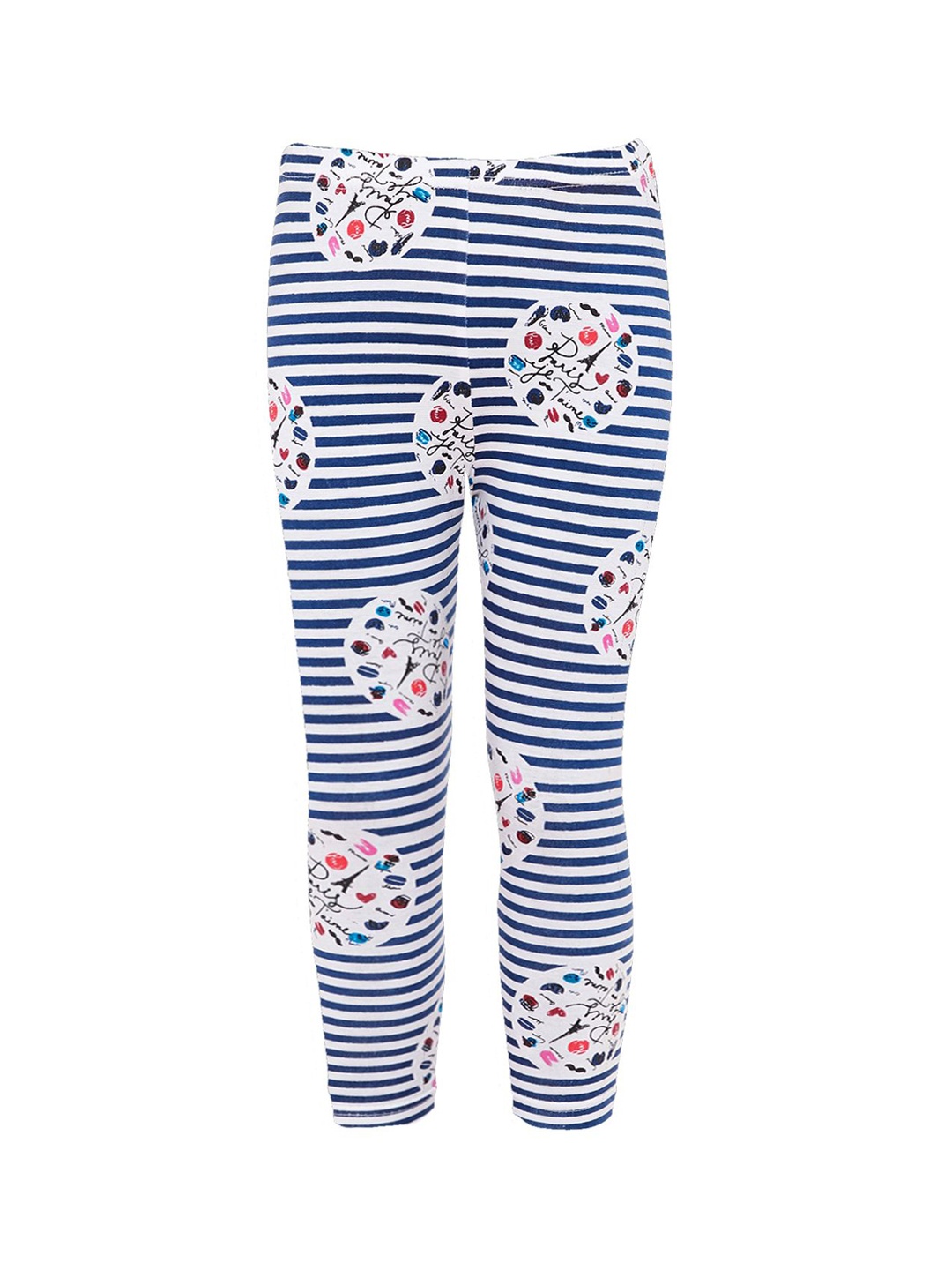 

Naughty Ninos Girls Pack Of 2 Striped Cotton Ankle-Length Leggings, Navy blue