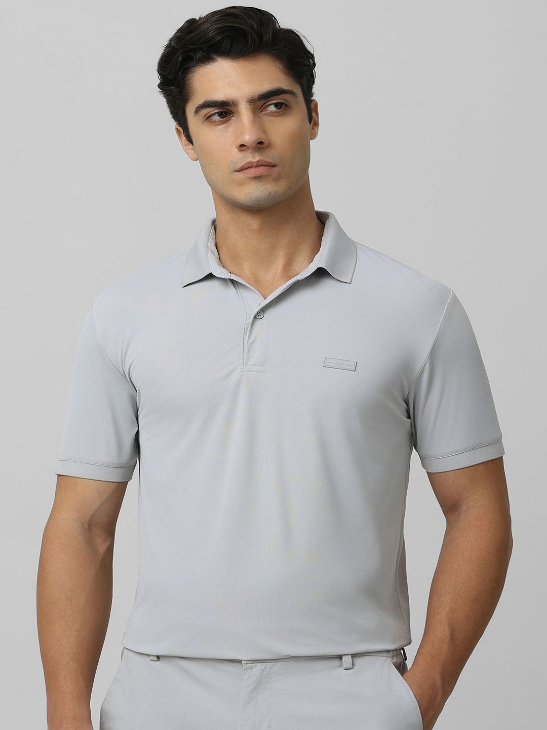 

Mufti Men Solid Polo Collar Nylon Slim Fit T-shirt, Grey