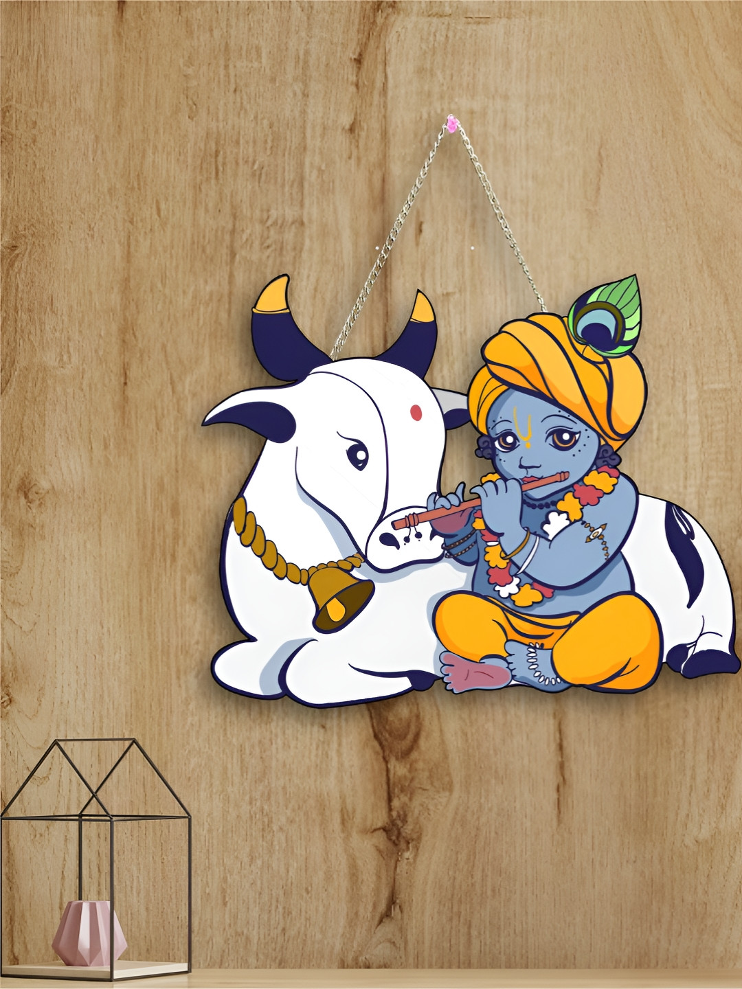 

Nupur Studios White & Blue Lord Krishna Printed Hanging Wall Decor