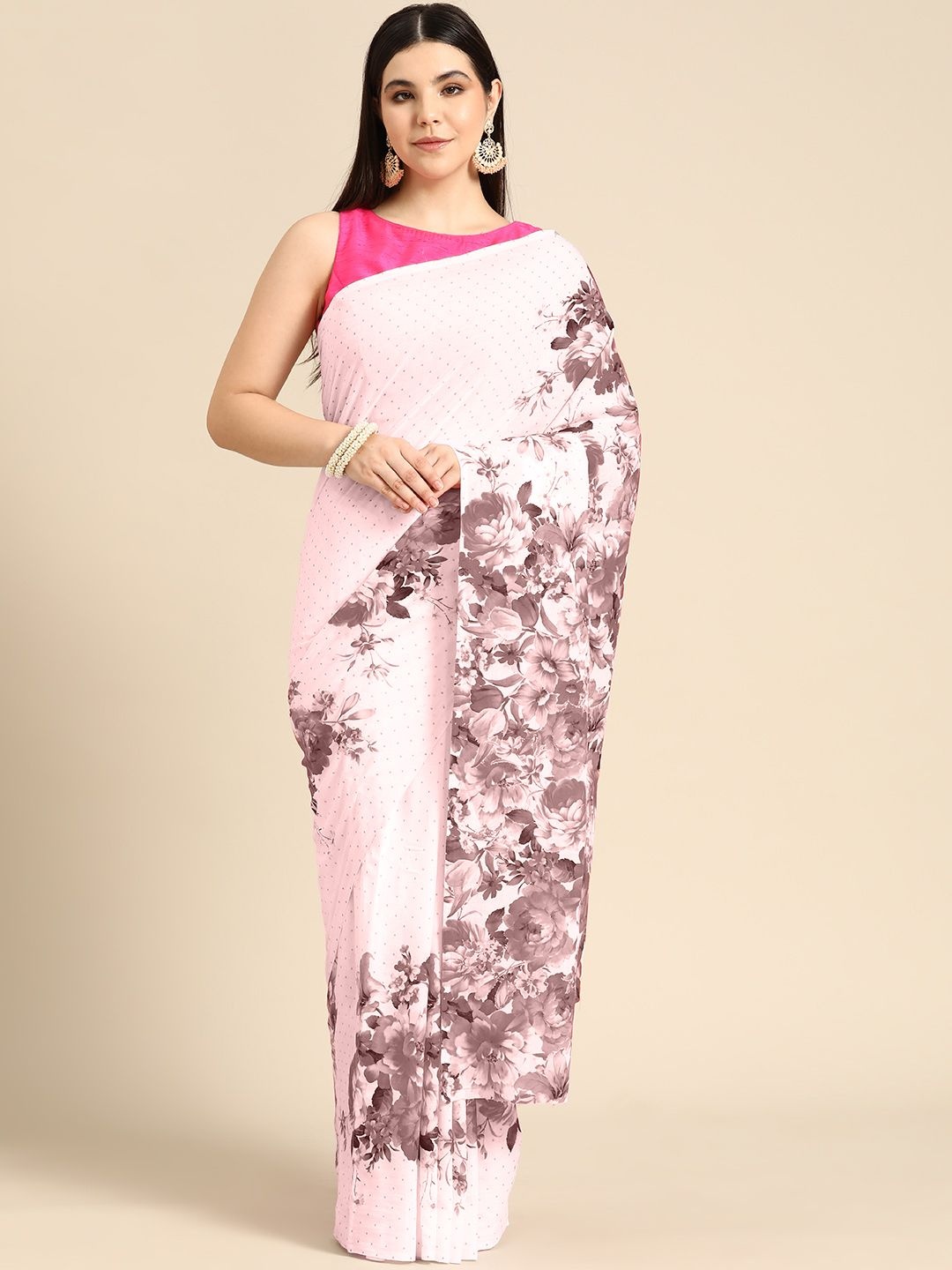 

BUTA BUTI Floral Pure Cotton Saree, Mauve