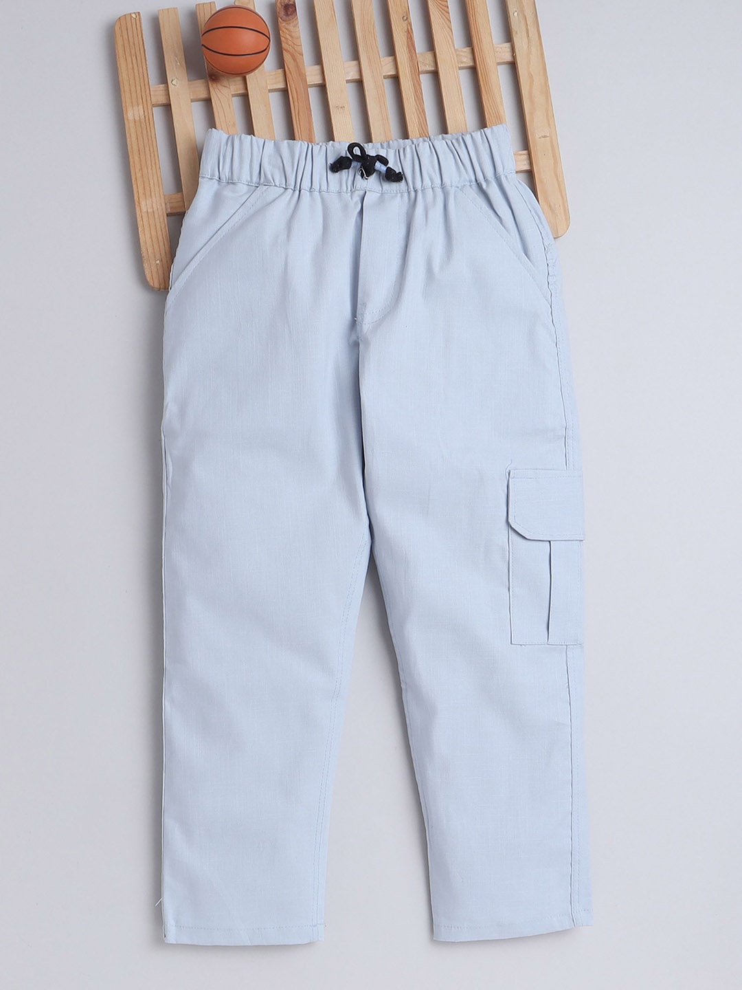 

BAATCHEET Kids Solid Pure Cotton Ankle-Length Track Pants, Blue