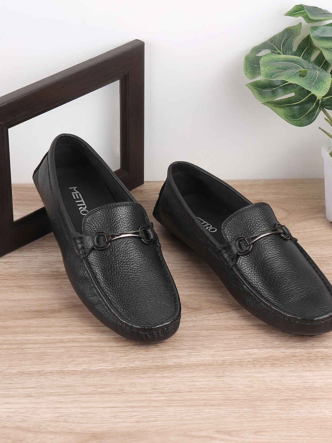 

Metro Men Leather Loafers, Black