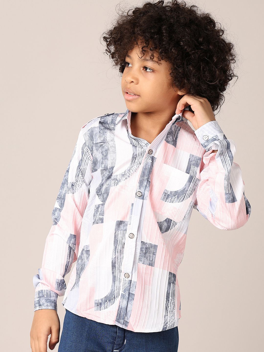 

V-Mart Boys Printed Shirt with Trousers, Pink