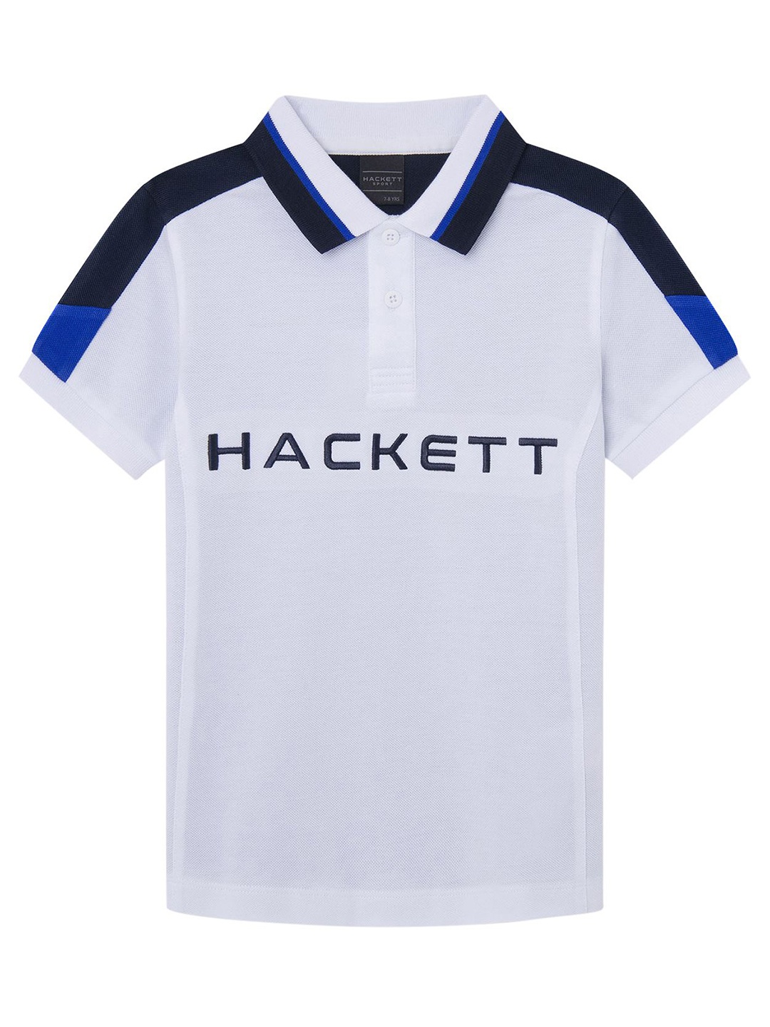 

HACKETT LONDON Boys Colourblocked Polo Collar Cotton T-shirt, White