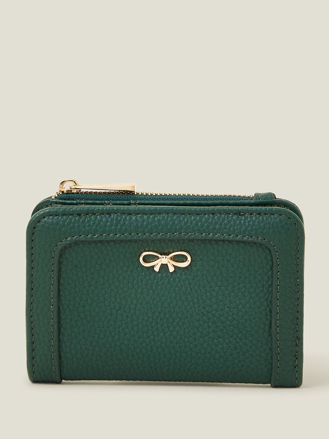 

Accessorize Women Textured PU Zip Around Wallet, Green