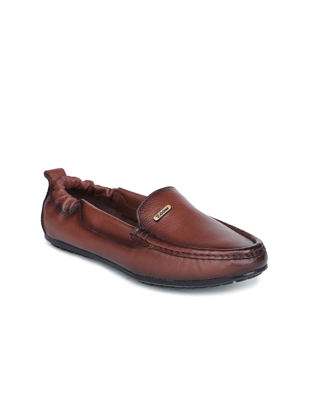 

Zoom Shoes Women Textured Leather Slip-On Loafers, Brown