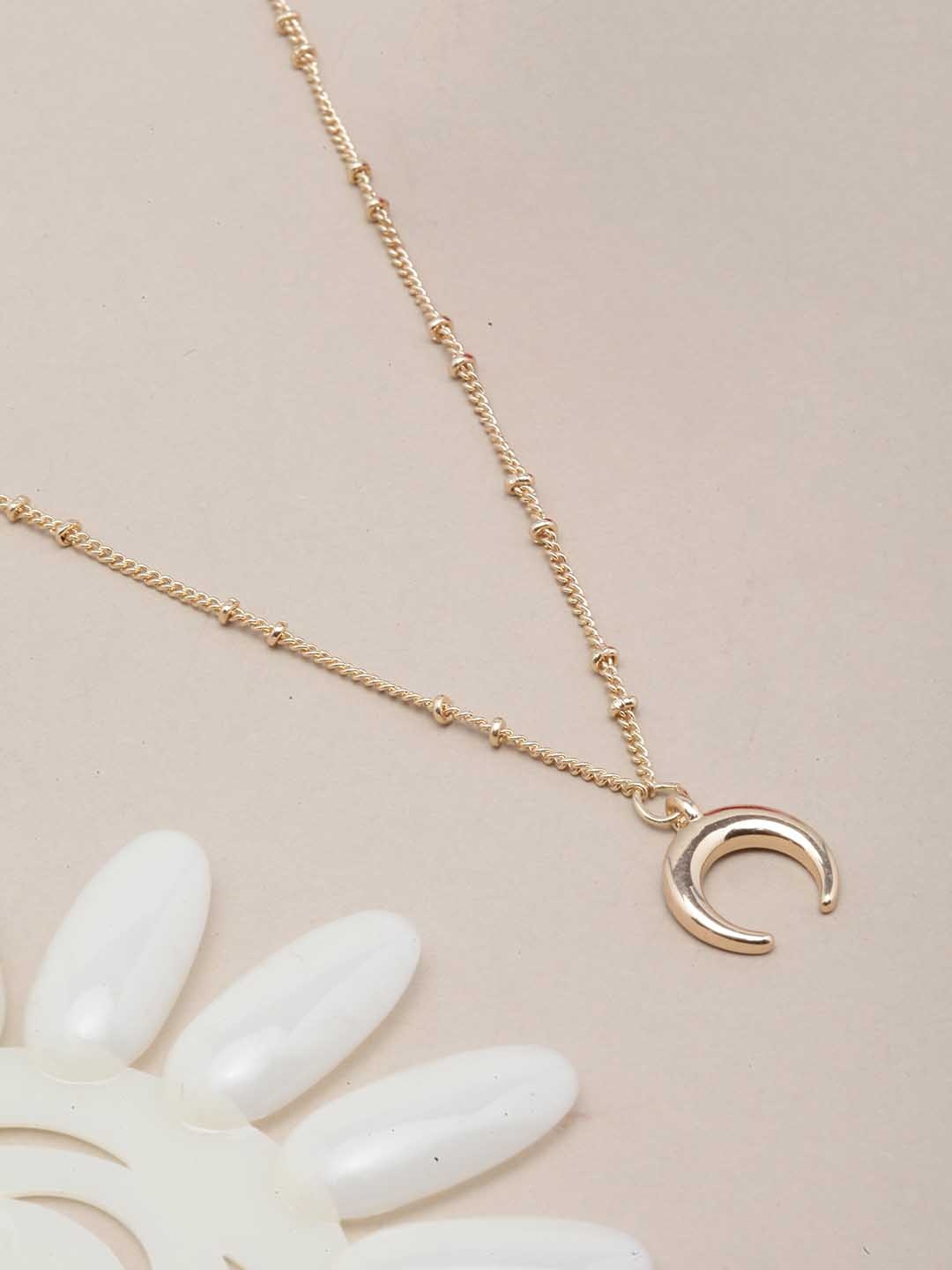 

KPOP Gold-Plated Moon Shaped Pendant With Chain