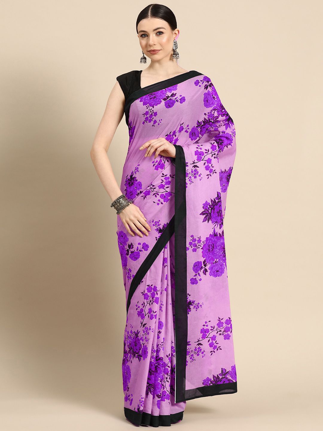 

BUTA BUTI Floral Printed Pure Cotton Saree, Pink