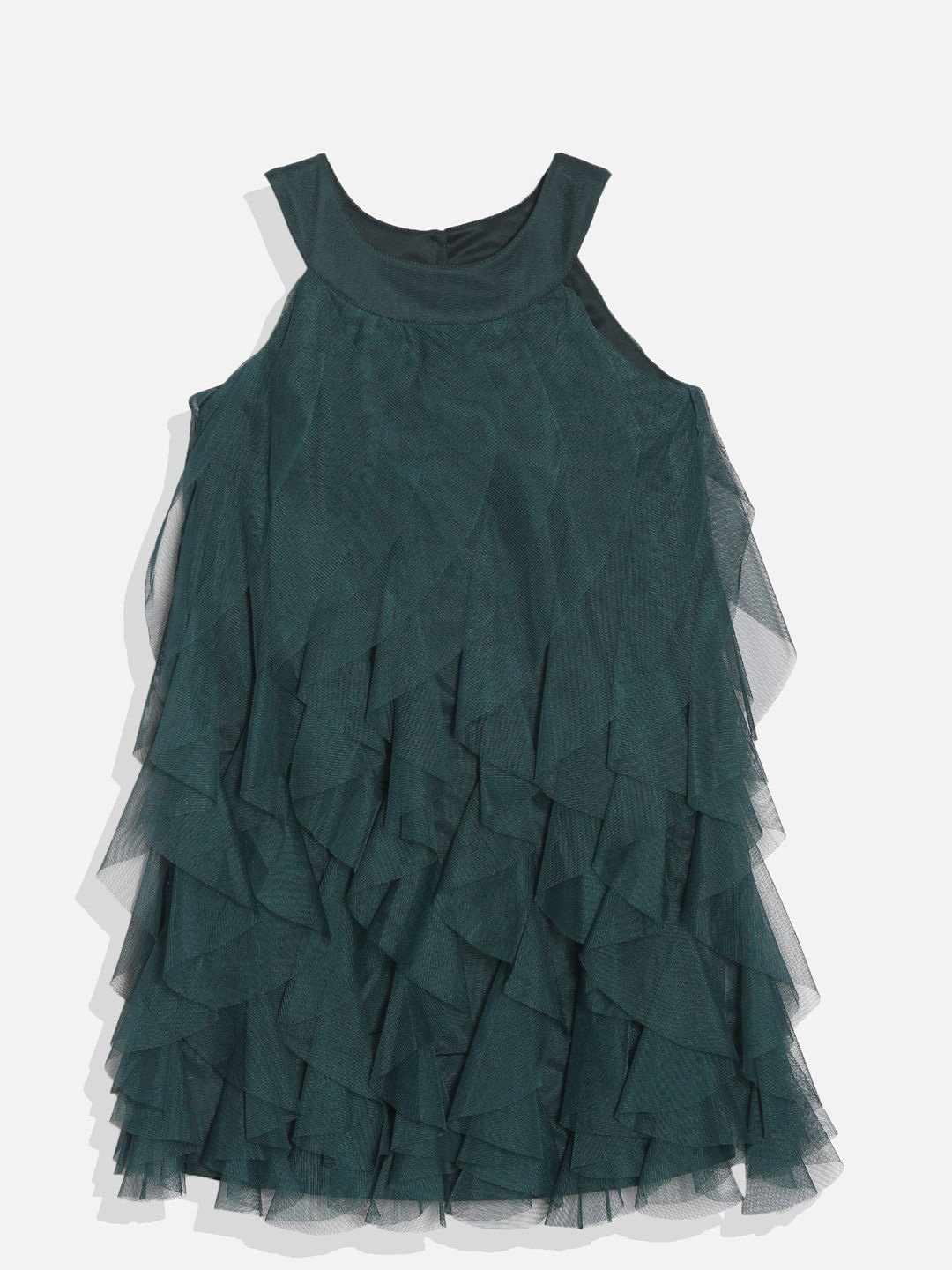 

Allen Solly Junior Kids-Girls Halter Neck A-Line Dress, Green