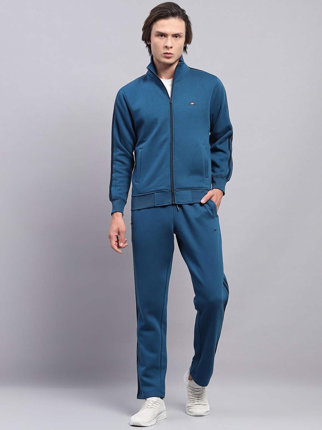 

Monte Carlo Men Solid Mock Neck Full Sleeve Track Suit, Blue