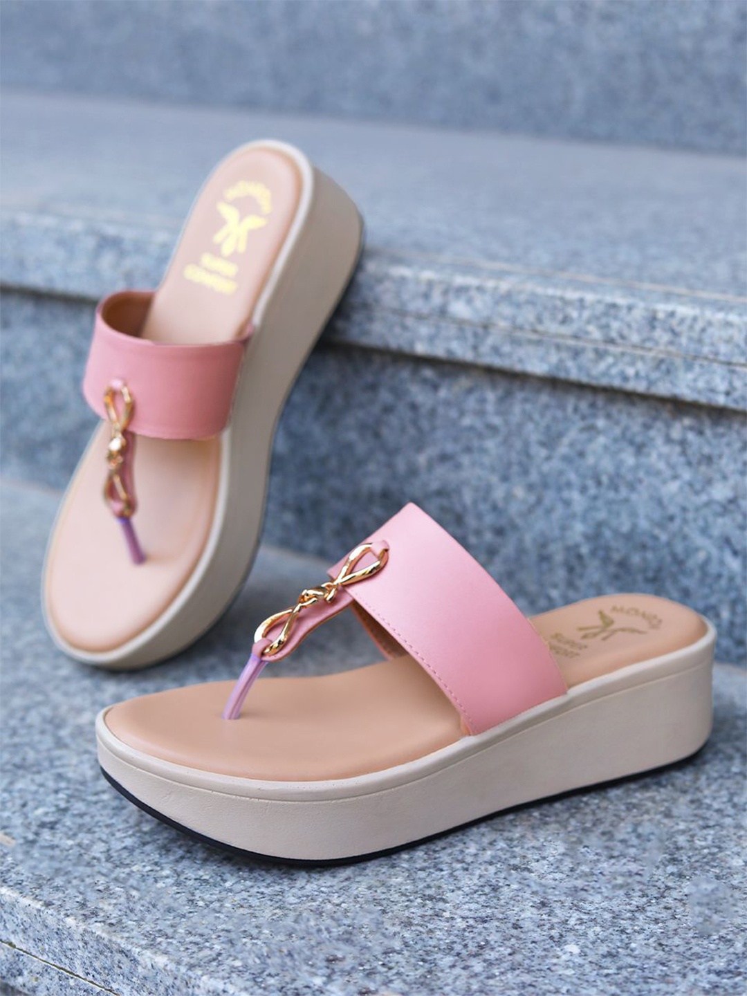 

Monrow PU Flatform Sandals, Pink