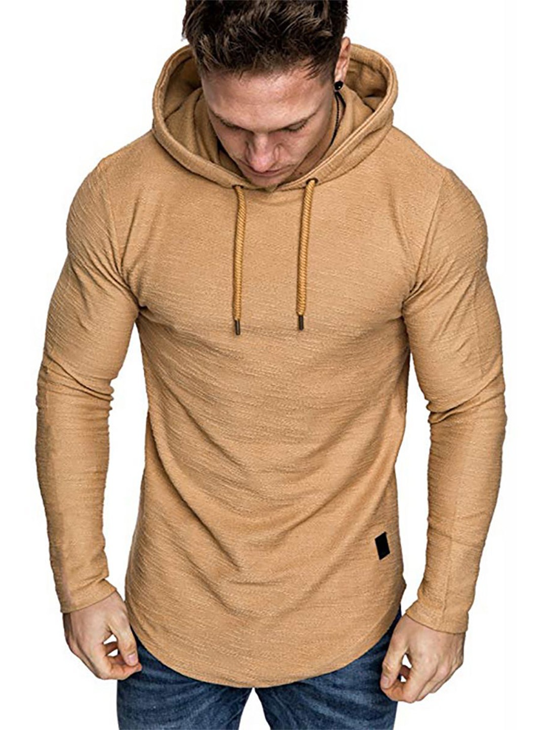 

StyleCast x Revolte Men Solid Hood Pullover Sweatshirt, Khaki