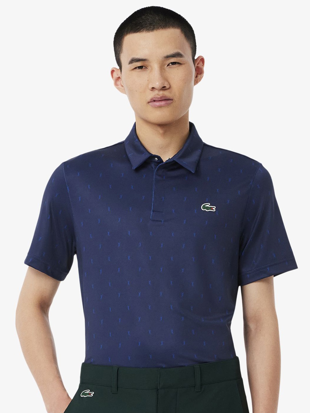 

Lacoste Men Abstract Printed Polo Collar T-shirt, Blue