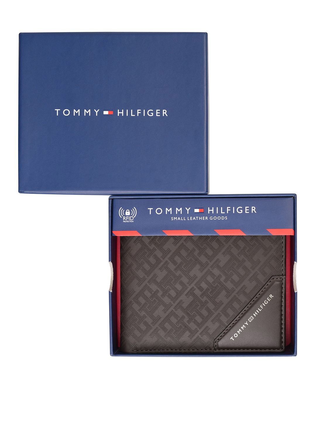 

Tommy Hilfiger Men Geometric Leather Two Fold Wallet, Brown