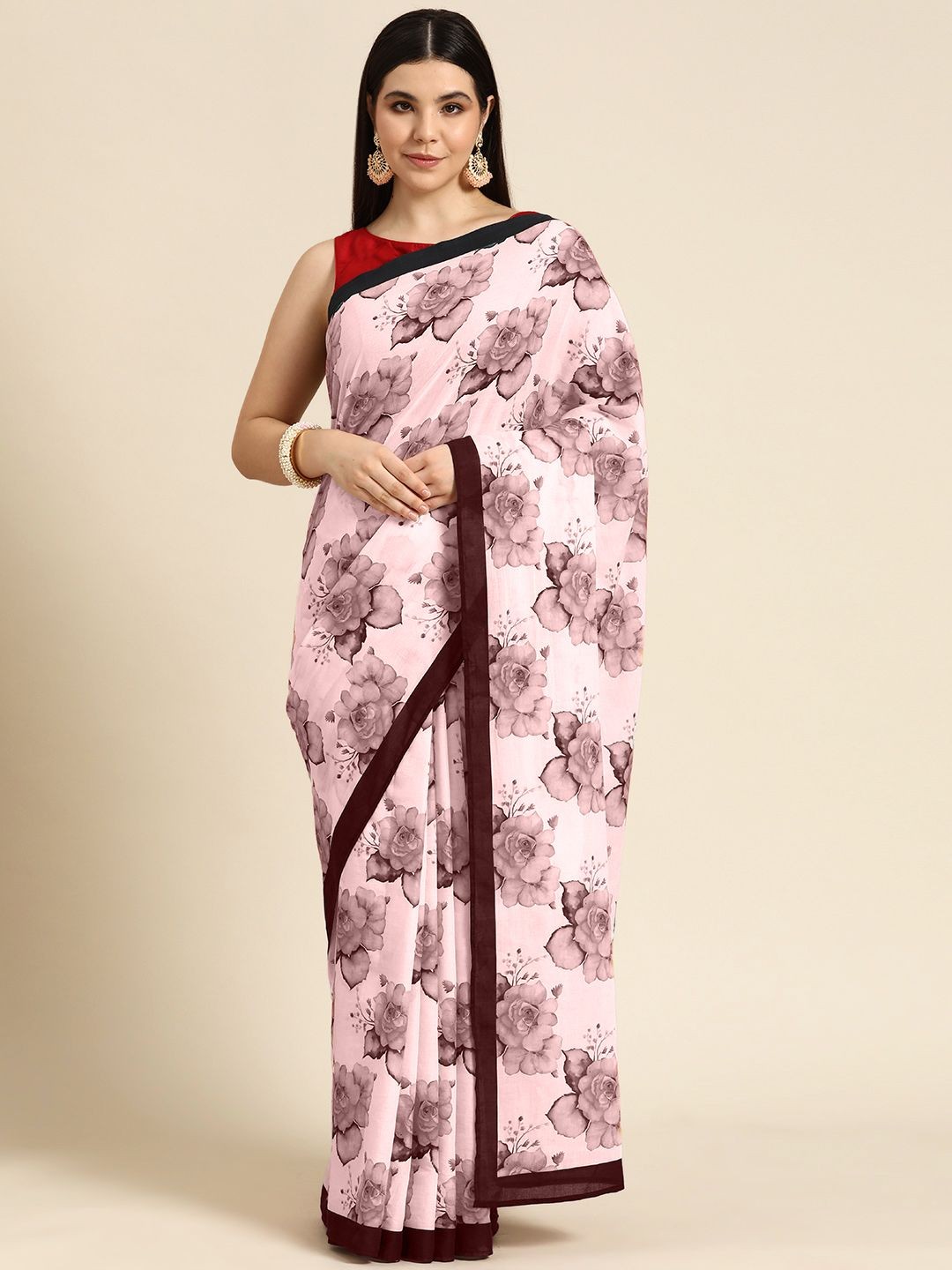 

BUTA BUTI Floral Pure Cotton Saree, Mauve