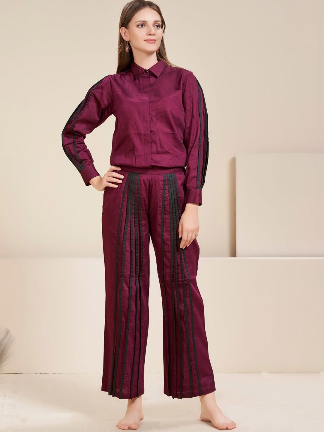 

AUTUMN LANE Pure Cotton Shirt & Trousers, Rose