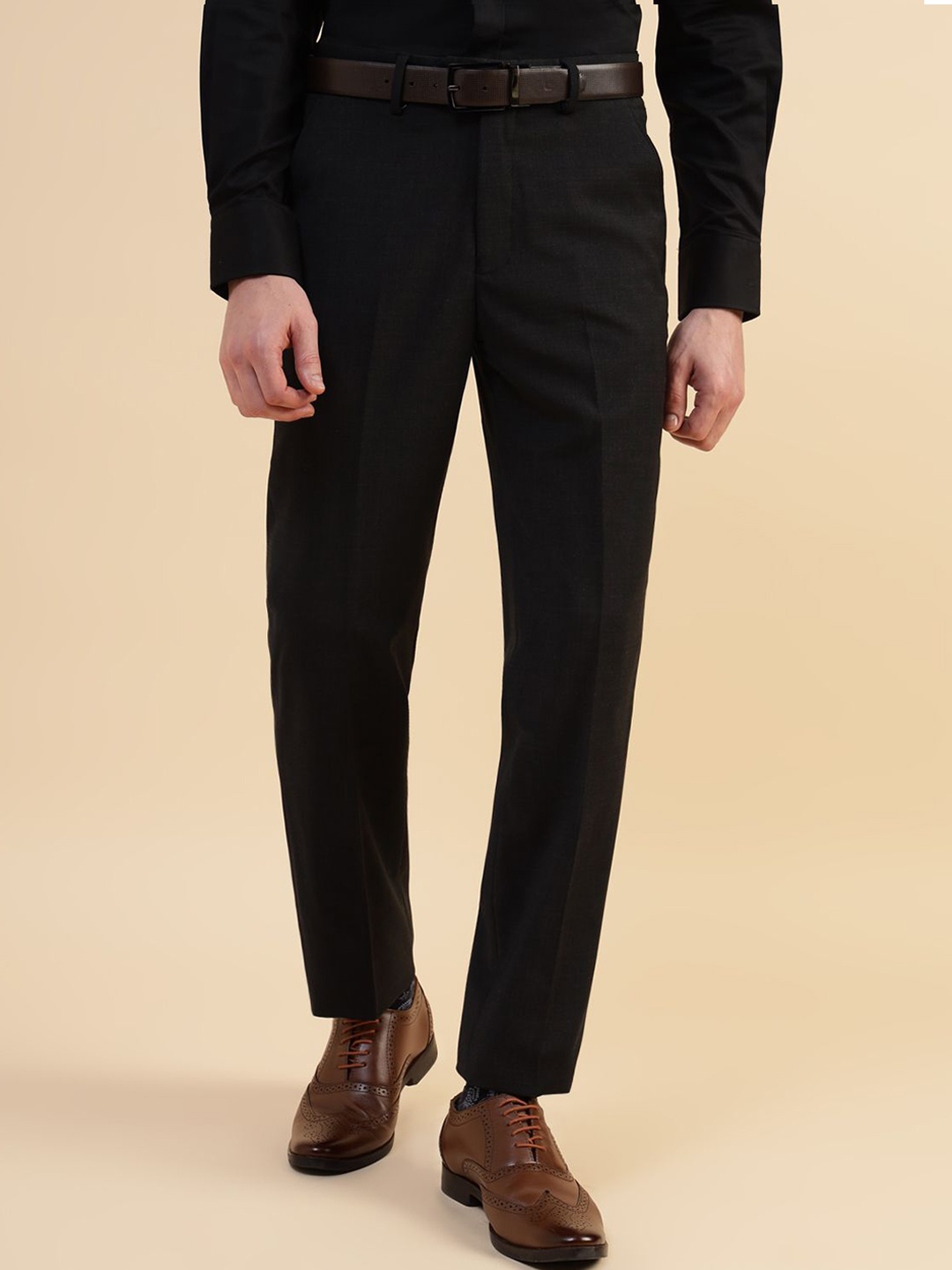 

Givo Men Slim Fit Wrinkle Free Formal Trousers, Charcoal