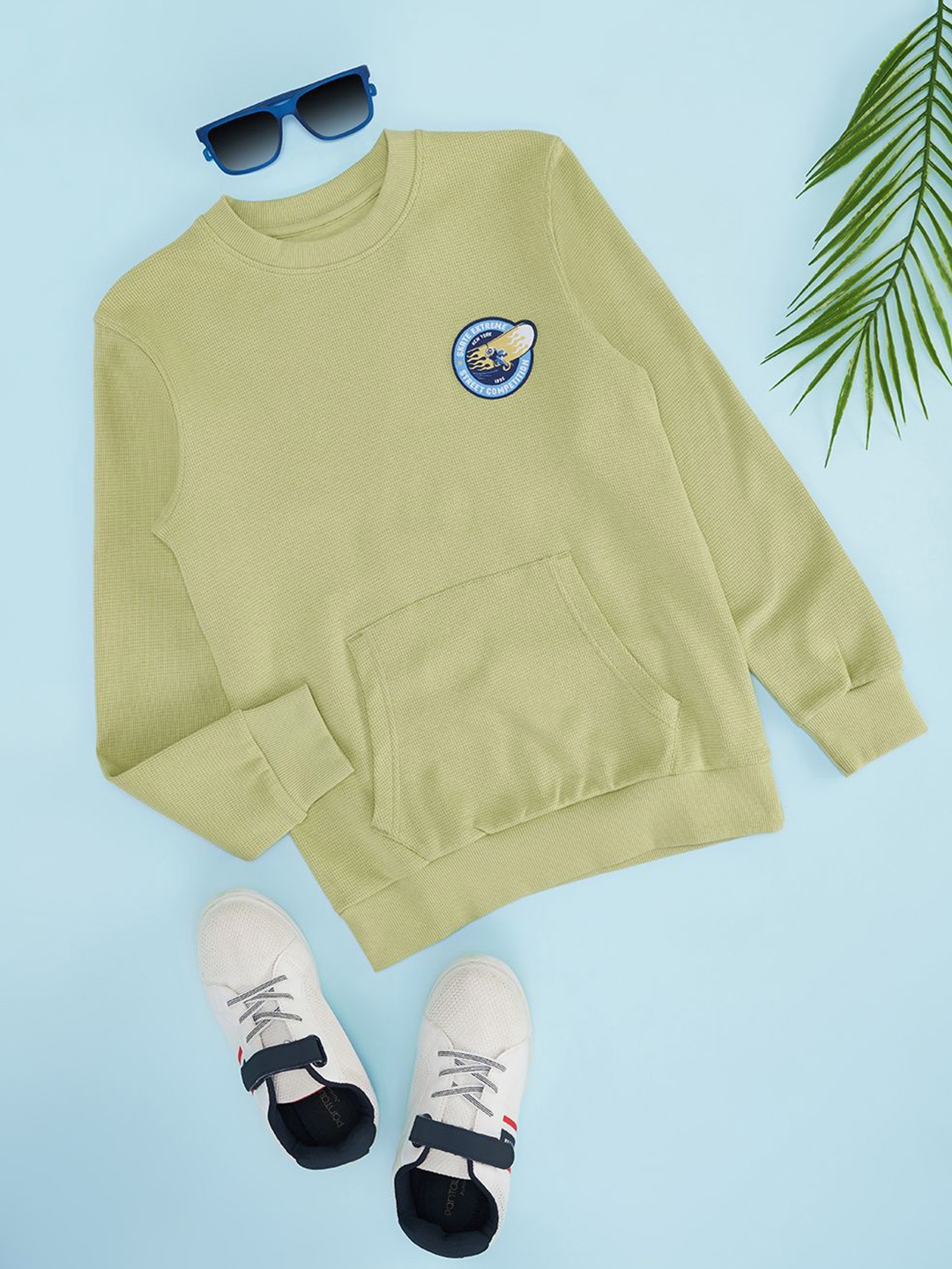 

Pantaloons Junior Boys Solid Round Neck Cotton Pullover Sweatshirt, Green