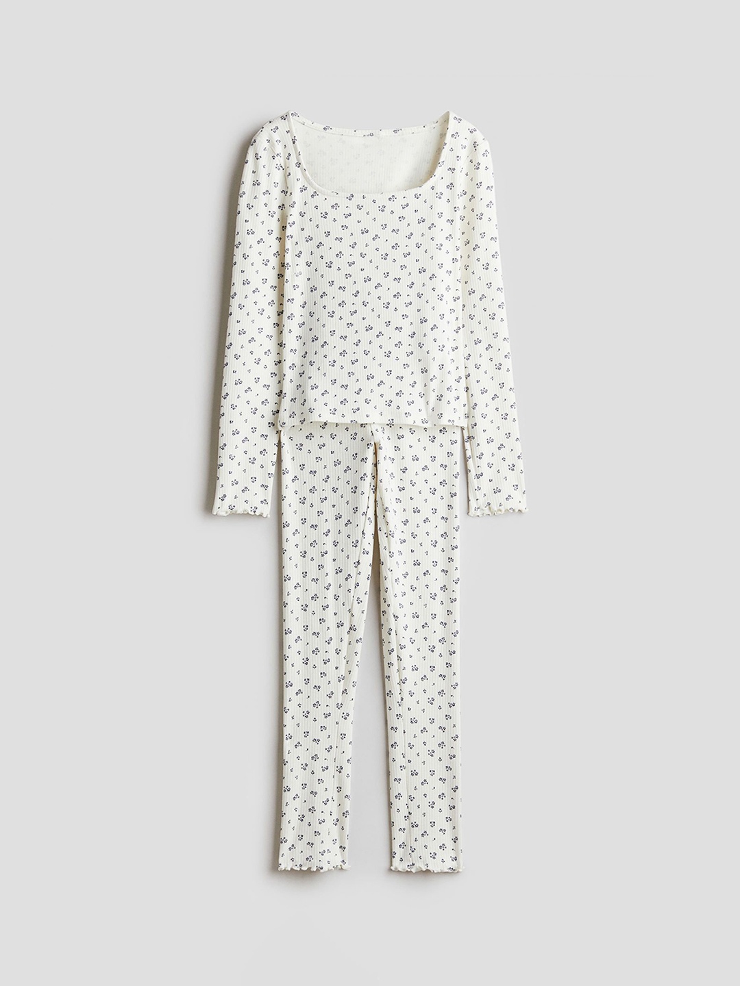 

H&M Girls Ribbed jersey Night suit, White
