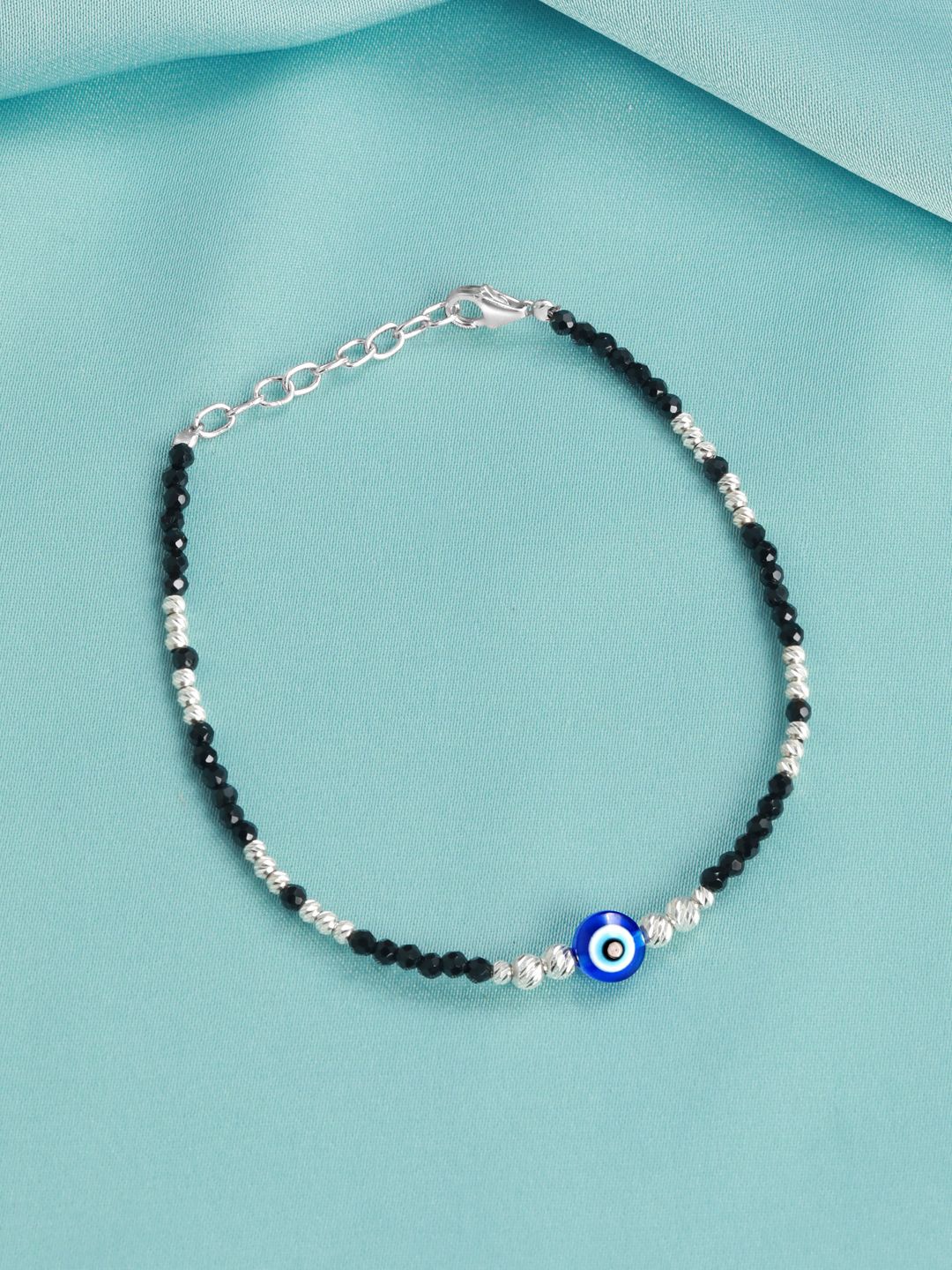 

Zavya 925 Sterling Silver Rhodium-Plated Beaded Link Bracelet