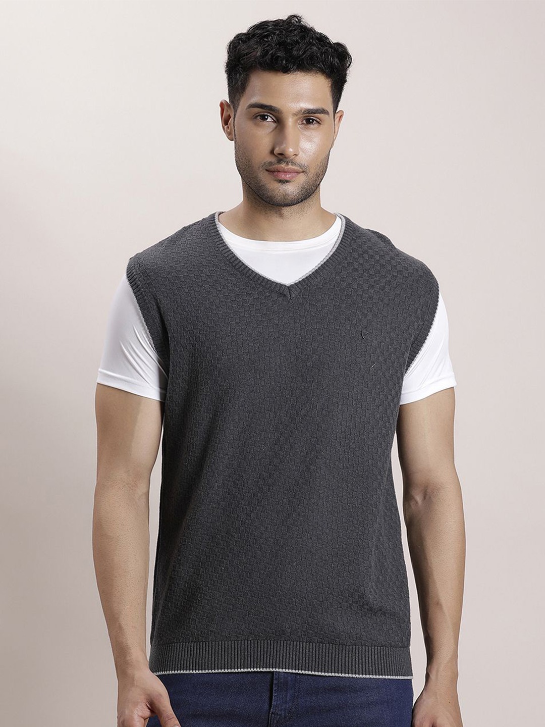

Turtle Men Cable Knit Sweater Vest, Grey