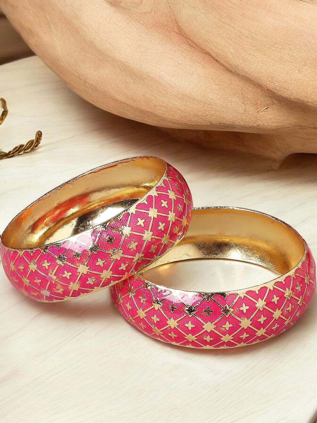 

OOMPH Set Of 2 Meenakari Bangles, Gold
