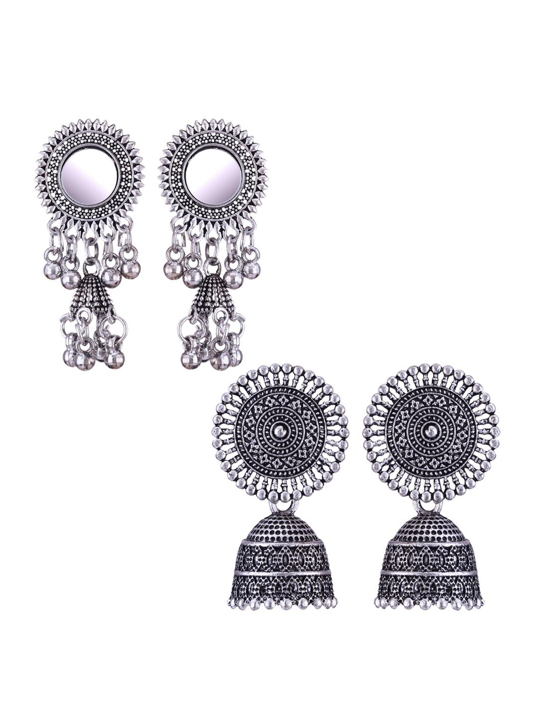 

DIVASTRI Peacock Shaped Jhumkas Earrings, Silver