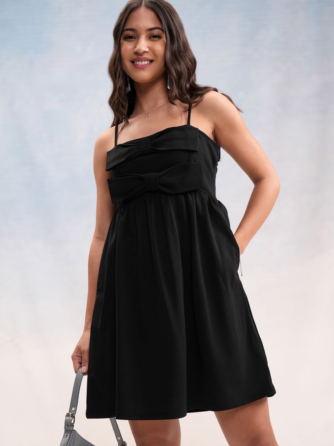 

ESPYR By Tokyo Talkies Women Solid Fit & Flare Mini Dress, Black