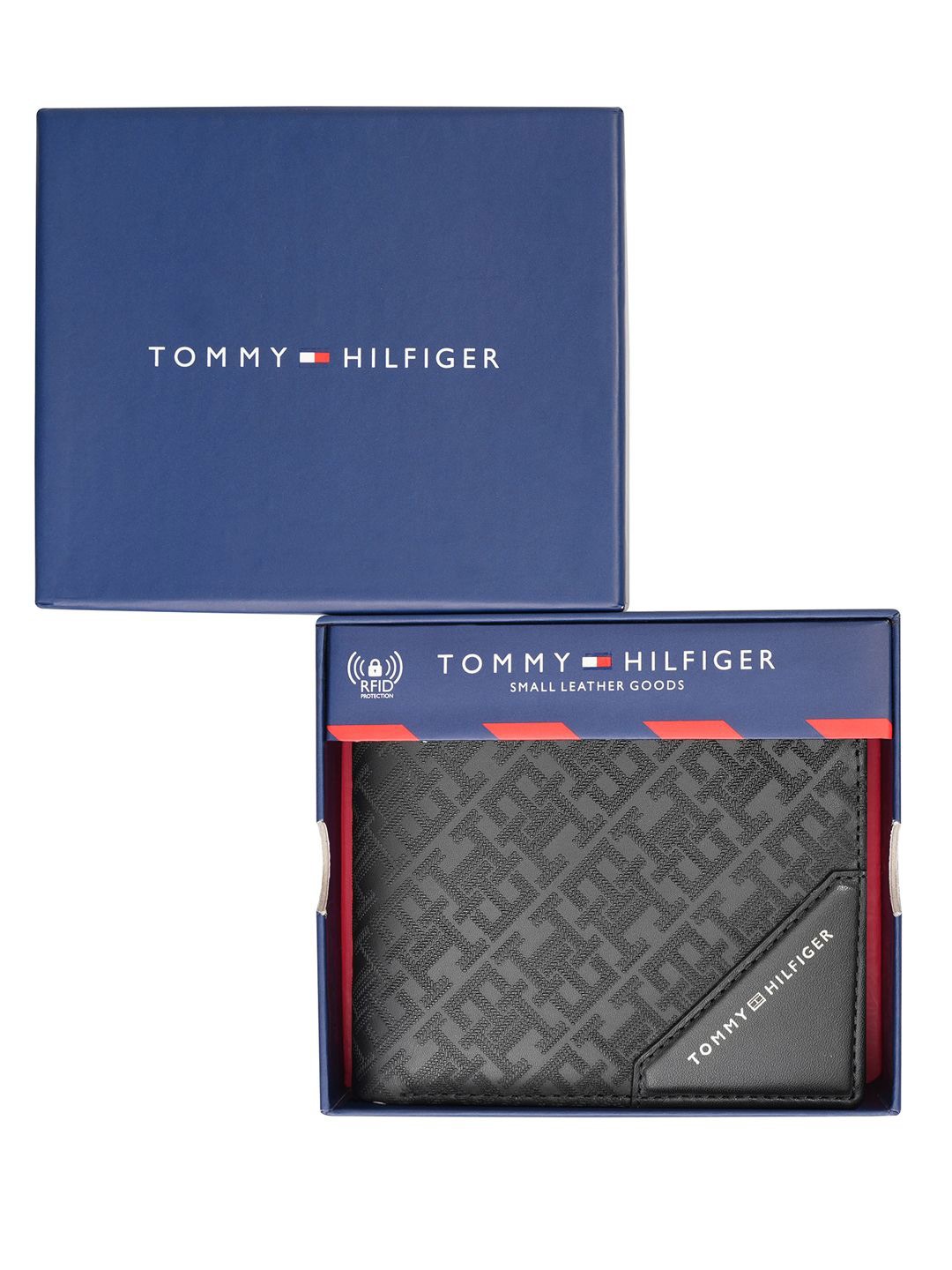 

Tommy Hilfiger Men Geometric Leather Two Fold Wallet, Black