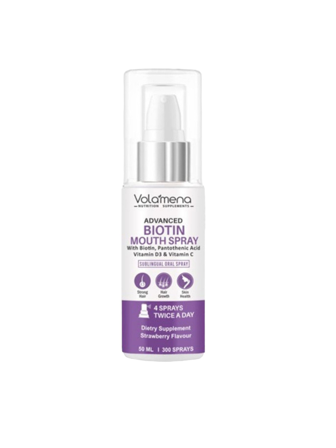 

Volamena Nutrition Biotin Mouth Spray With For plump & Clear Skin-Strawberry Flavour-50ml, Red